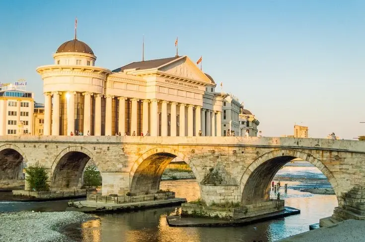 historic Stone Bridge in Skopje, North Macedonia,