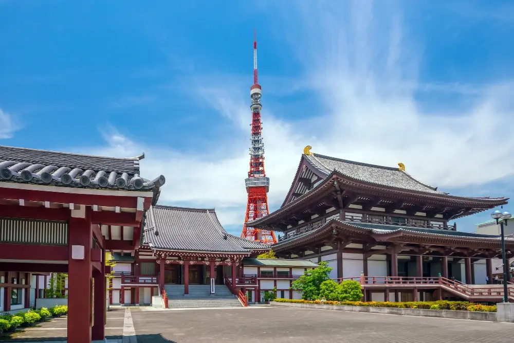 Zōjō-ji Temple with the Tokyo Tower