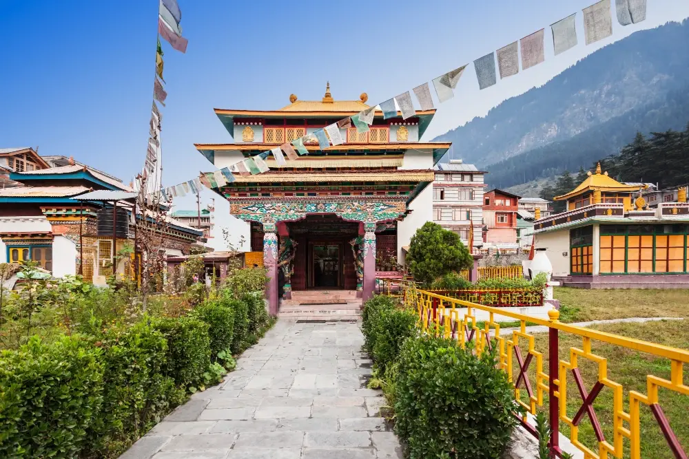 Gadhan Thekchhokling Gompa (Tibetan Monastery) in Manali, India.