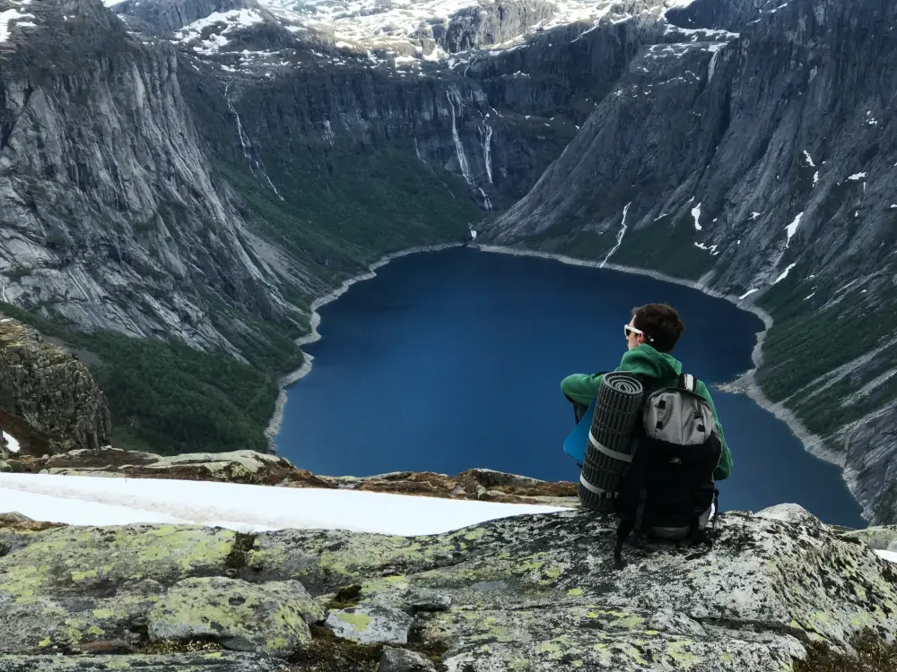 Trolltunga, a famous rock formation in Norway.