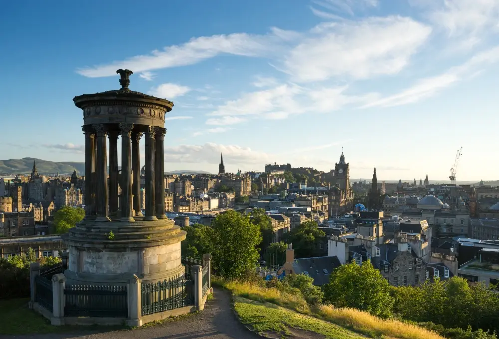 Edinburgh from Calton Hill at sunset or sunrise. 