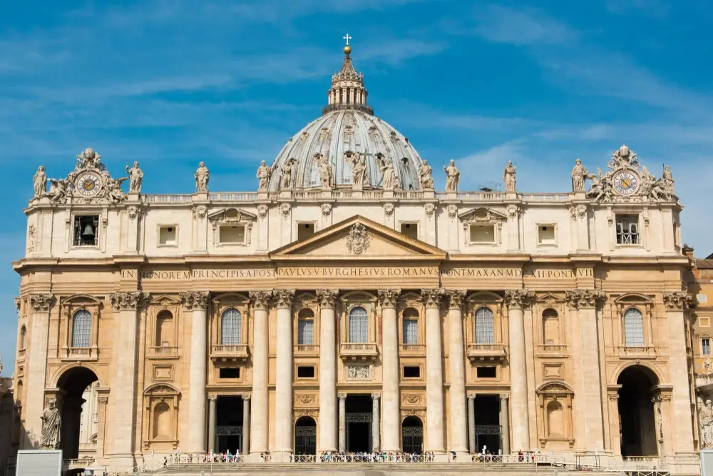 facade of St. Peter's Basilica in Vatican City. 