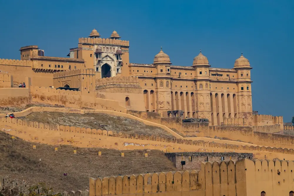 Amer Fort (also known as Amber Fort), a major tourist attraction located near Jaipur, Rajasthan, India.