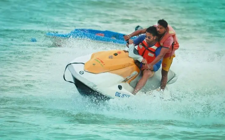  jet skiing or a jet ski ride. This is a very popular water sport activity offered in the Andaman Islands. 