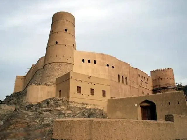 Bahla Fort, a historic mud-brick fortress located in the town of Bahla, Oman.