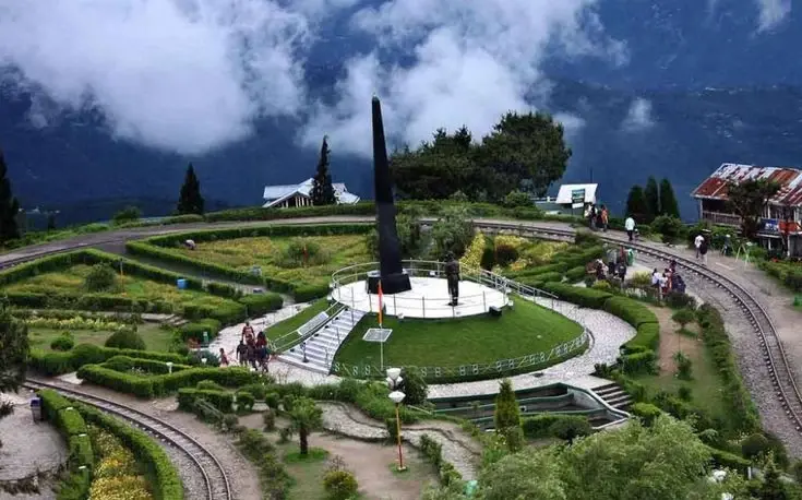 scenic Batasia Loop and Ghoom Monastery area in Darjeeling, India. 
