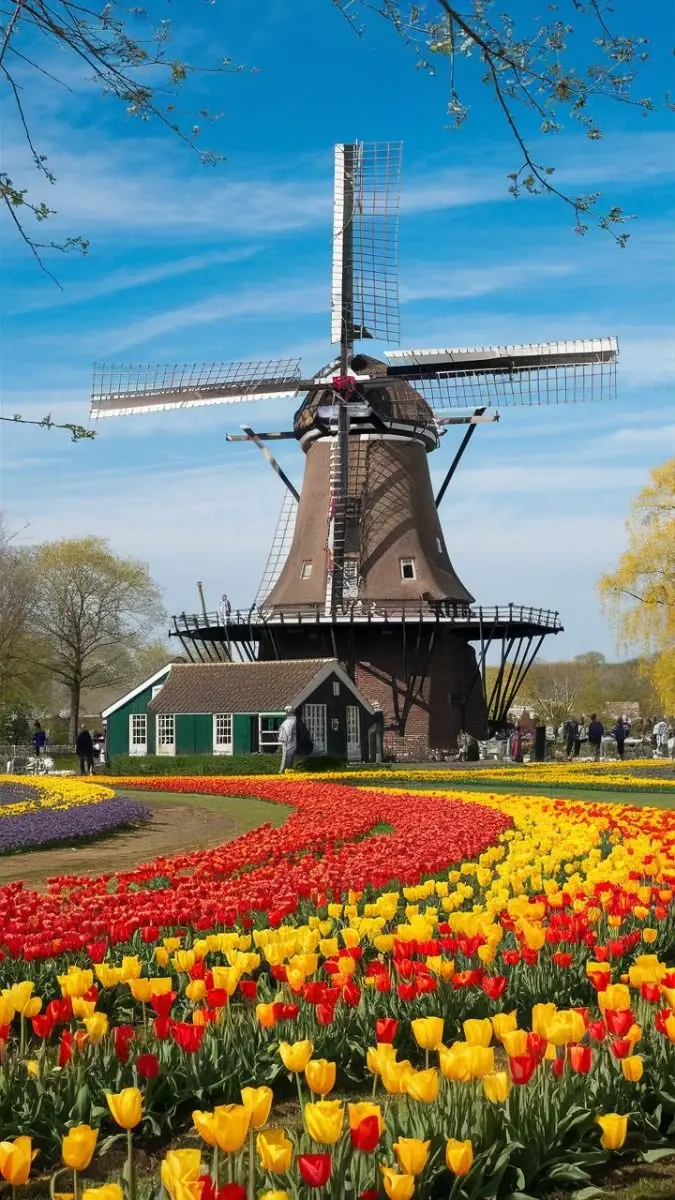 De Gooyer windmill in Amsterdam, Netherlands, a historic landmark. 