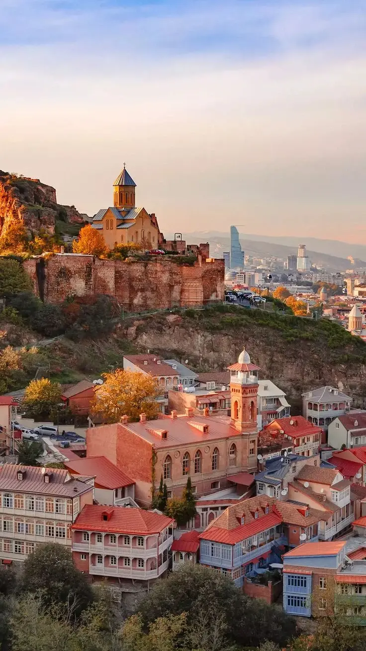 panoramic view of the historic Old Town of Tbilisi, Georgia,