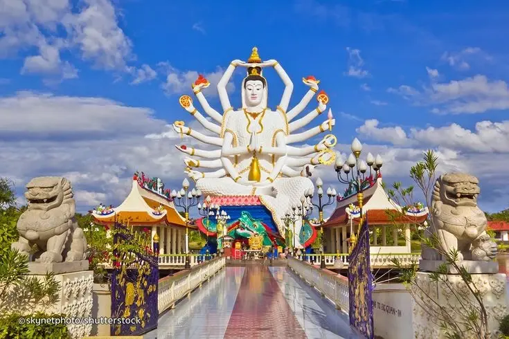 Wat Plai Laem, a modern Buddhist temple on the resort island of Koh Samui in Thailand.