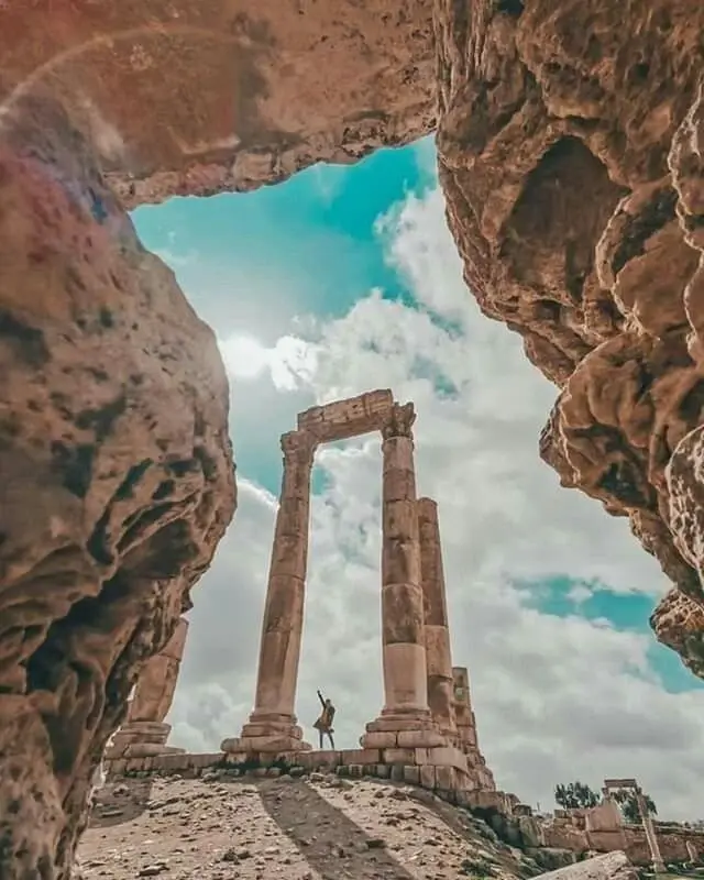 Temple of Hercules within the Amman Citadel in Jordan. 