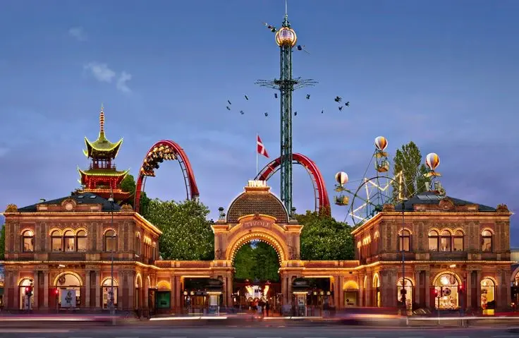 Tivoli Gardens, a famous amusement park and garden in Copenhagen, Denmark. 