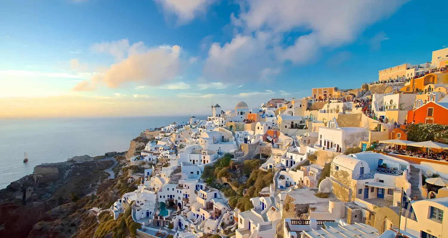 village of Oia on the island of Santorini, Greece. 